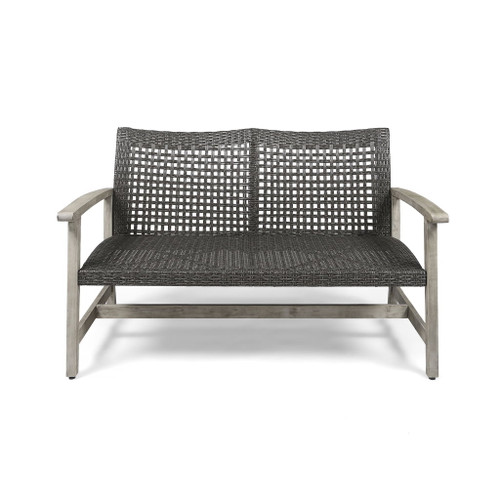 Hampton - Outdoor Wood And Wicker Loveseat - Gray Hampton - Outdoor Wood And Wicker Loveseat - Gray