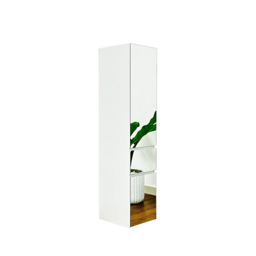 Elise - Slim Modular Wood Closet Cabinet With Mirror In Durable Melamine Construction - White Elise - Slim Modular Wood Closet Cabinet With Mirror In Durable Melamine Construction - White