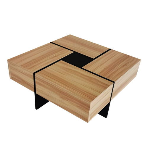 Wallace - Coffee Table With 4 Hidden Storage Compartments - Brown Wallace - Coffee Table With 4 Hidden Storage Compartments - Brown