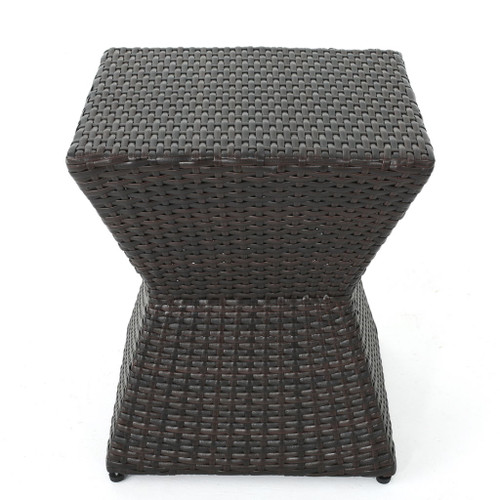 Outdoor Wicker End Table - Brown Multi Outdoor Wicker End Table - Brown Multi