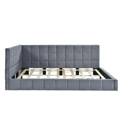 Full Size Upholstered Classic Mid Century Modern Daybed / Sofa Bed Frame, Elegant Design - Gray Full Size Upholstered Classic Mid Century Modern Daybed / Sofa Bed Frame, Elegant Design - Gray