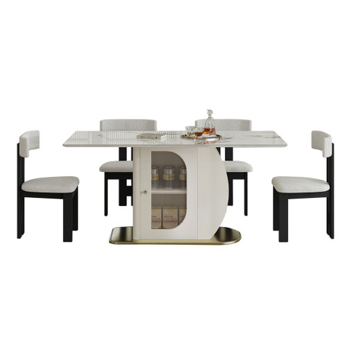 Modern Dining Table Set With Storage, Includes Chairs Modern Dining Table Set With Storage, Includes Chairs