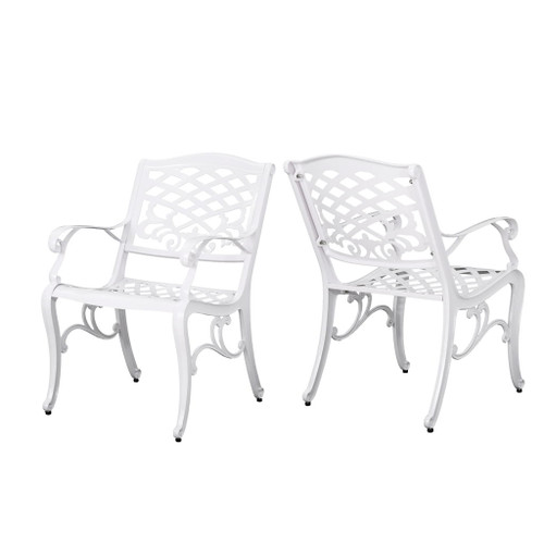 Unravel - Outdoor Arm Chair With Scroll Design And Floral Accents (Set of 2) - White Unravel - Outdoor Arm Chair With Scroll Design And Floral Accents (Set of 2) - White
