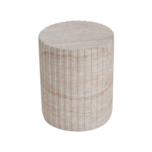 Elegant Outdoor / Indoor Lightweight Concrete Side Table With Travertine - Beige Elegant Outdoor / Indoor Lightweight Concrete Side Table With Travertine - Beige