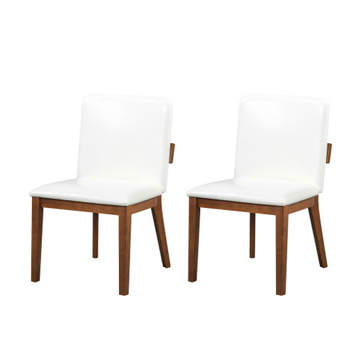 Modern Dining Chairs (Set of 2) With Glossy Upholstery - White / Walnut Modern Dining Chairs (Set of 2) With Glossy Upholstery - White / Walnut