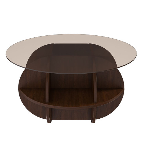Round Coffee Table With Storage For Living Room - Walnut Round Coffee Table With Storage For Living Room - Walnut