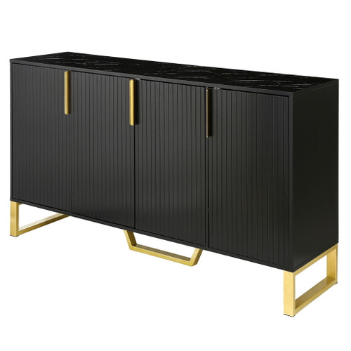 Modern Sideboard With Four Doors, Metal Handles & Legs And Adjustable Shelves Kitchen Cabinet Modern Sideboard With Four Doors, Metal Handles & Legs And Adjustable Shelves Kitchen Cabinet