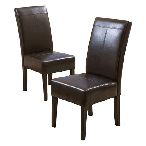 Bonded Leather Upholstered Dining Chair With Solid Wood Legs (Set of 2) - Chocolate Bonded Leather Upholstered Dining Chair With Solid Wood Legs (Set of 2) - Chocolate