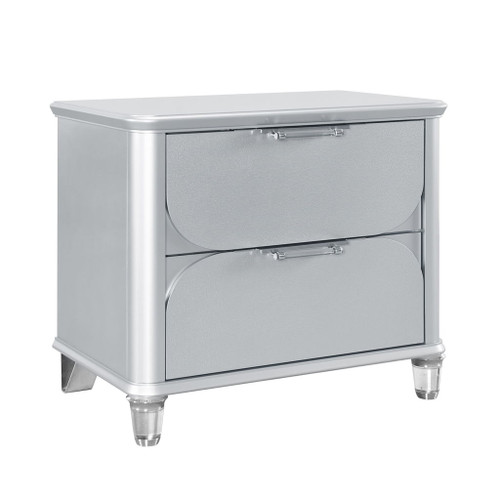 Laura - Nightstand With Sleek Frame And Fronts - Silver Laura - Nightstand With Sleek Frame And Fronts - Silver