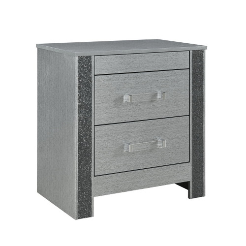 Lorenzo - Nightstand With Hidden Compartment And Handles - Silver Lorenzo - Nightstand With Hidden Compartment And Handles - Silver