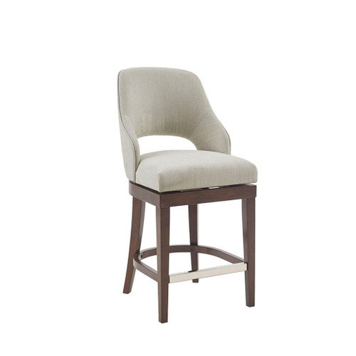 Counter Stool With Swivel Seat, Upholstery And Solid Wood Legs - Cream Counter Stool With Swivel Seat, Upholstery And Solid Wood Legs - Cream