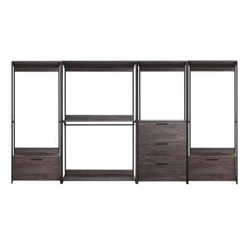 Monica - Wood Walk In Closet System With Modular Design Melamine - Rustic Monica - Wood Walk In Closet System With Modular Design Melamine - Rustic