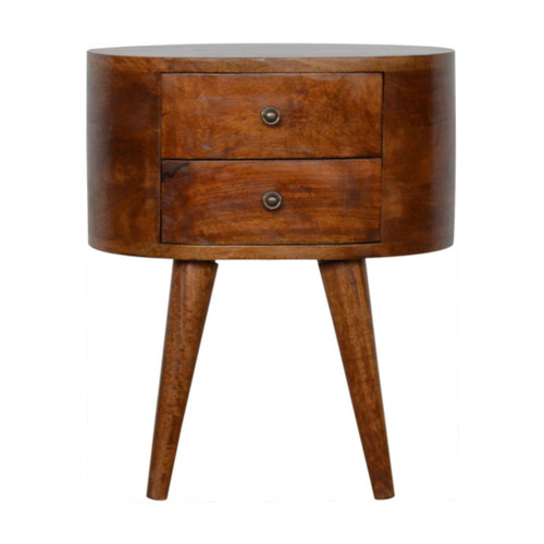 Rounded Bedside Table - Chestnut Rounded Bedside Table - Chestnut