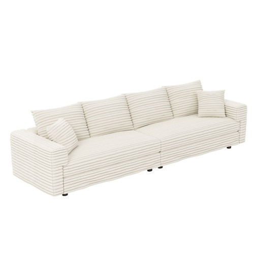 Plush Corduroy 4 Seat Sofa, Modern Comfy Upholstered Sofa Cloud Couch, Deep Seat Couches With Soft Pillows Plush Corduroy 4 Seat Sofa, Modern Comfy Upholstered Sofa Cloud Couch, Deep Seat Couches With Soft Pillows