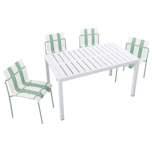 4 Piece Set Of Modern Color Block Designed Single Chairs With Long Table 4 Piece Set Of Modern Color Block Designed Single Chairs With Long Table