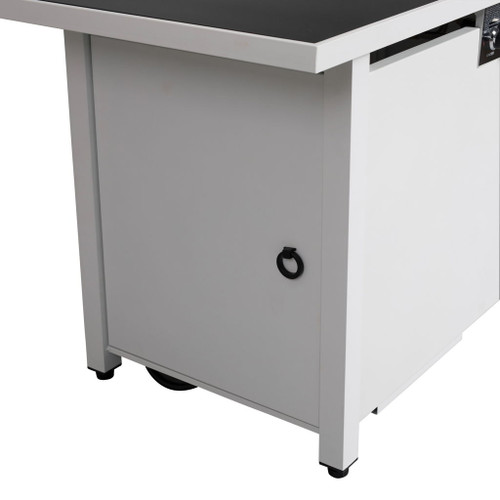 Outdoor Fire Pit Table With Lid - White / Black Outdoor Fire Pit Table With Lid - White / Black