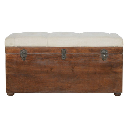 Linen Storage Trunk - Chestnut / White Linen Linen Storage Trunk - Chestnut / White Linen