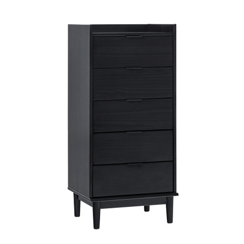 Modern Minimalist 5 Drawer Gallery Top Dresser - Black Modern Minimalist 5 Drawer Gallery Top Dresser - Black