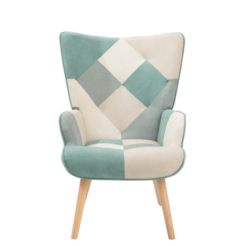 Accent Chair With Ottoman, Living Room Chair And Ottoman Set, Comfy Side Armchair For Bedroom, Creative Splicing Cloth Surface - Blue Accent Chair With Ottoman, Living Room Chair And Ottoman Set, Comfy Side Armchair For Bedroom, Creative Splicing Cloth Surface - Blue