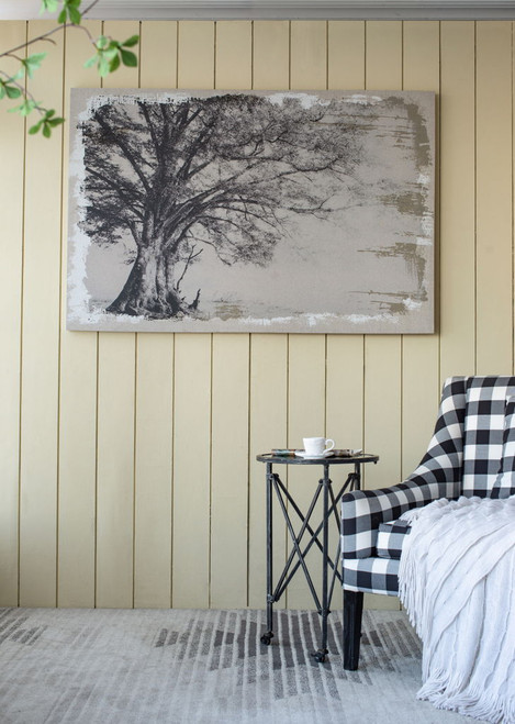 Large Arboreal Shelter Canvas Art Print, Traditional Style Floral Wall Art, Home Decor Accent Piece - Gray / White Matte Large Arboreal Shelter Canvas Art Print, Traditional Style Floral Wall Art, Home Decor Accent Piece - Gray / White Matte