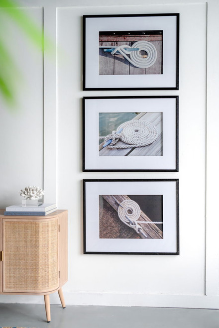 Rope Wall Art With Frame, Wall Decor For Living Room (Set of 3) - White / Black Rope Wall Art With Frame, Wall Decor For Living Room (Set of 3) - White / Black