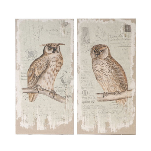 Lilith Owl Prints With Distressed Look, Rectangle Animal Hanging Wall Art (Set of 2) - Multicolor Lilith Owl Prints With Distressed Look, Rectangle Animal Hanging Wall Art (Set of 2) - Multicolor