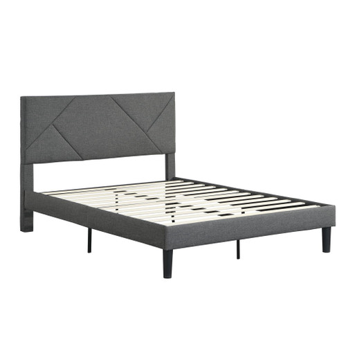 Full Size Upholstered Platform Bed Frame With Headboard, Strong Wood Slat Support, Mattress Foundation, No Box Spring Needed - Gray Full Size Upholstered Platform Bed Frame With Headboard, Strong Wood Slat Support, Mattress Foundation, No Box Spring Needed - Gray