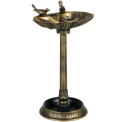 Outsunny - Antique Bird Bath With Pedestal Flower Planter Base, Vintage Style Decorative Birdbath, Bird Feeder Bowl & Planter Decoration Yard Statue - Bronze Outsunny - Antique Bird Bath With Pedestal Flower Planter Base, Vintage Style Decorative Birdbath, Bird Feeder Bowl & Planter Decoration Yard Statue - Bronze