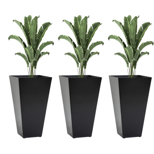 Outsunny - Outdoor Planters (Set of 3) Large Taper Planters With Drainage Holes And Plug, Faux Wood Plastic Flower Pots For Outdoor, Indoor, Garden, Patio Outsunny - Outdoor Planters (Set of 3) Large Taper Planters With Drainage Holes And Plug, Faux Wood Plastic Flower Pots For Outdoor, Indoor, Garden, Patio