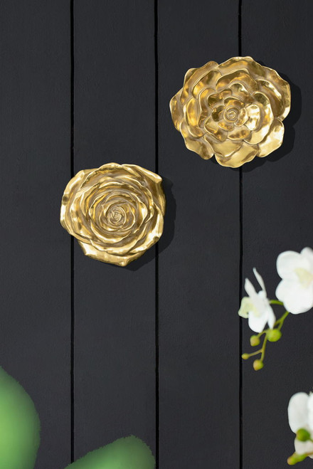 Rose Hanging Wall Accents (Set of 2) - Gold Rose Hanging Wall Accents (Set of 2) - Gold
