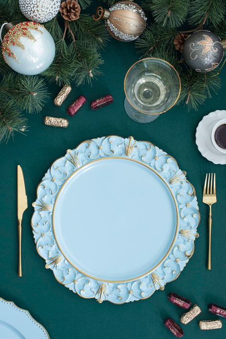 Plastic Charger Plate (Set of 6) - Blue / Gold Plastic Charger Plate (Set of 6) - Blue / Gold