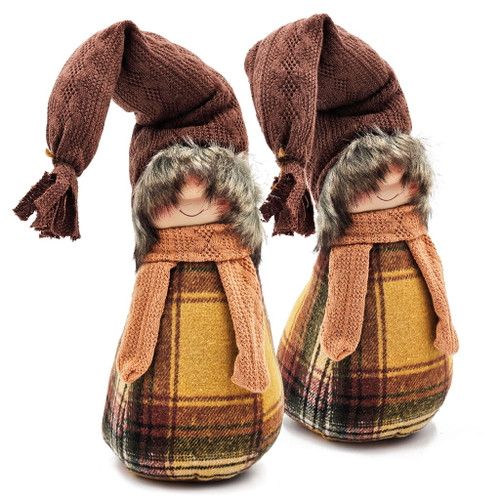 Gnomes Decorations For Fall Thanksgiving Table Decorations (Set of 2) - Brown / Yellow Gnomes Decorations For Fall Thanksgiving Table Decorations (Set of 2) - Brown / Yellow
