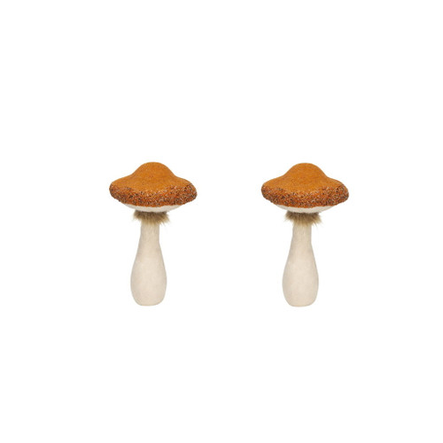 Mushroom Holiday Ornament, For Harvest Festival Fall Festival & Thanksgiving Table Decorations (Set of 2) - Beige / Orange Mushroom Holiday Ornament, For Harvest Festival Fall Festival & Thanksgiving Table Decorations (Set of 2) - Beige / Orange