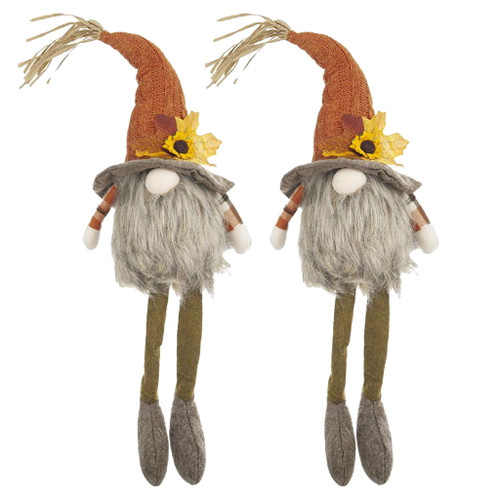 Sitting Gnome With Maple Leaf On Hat, For Holiday Harvest Festival Fall Festival & Thanksgiving Table Decorations (Set of 2) - Orange Multi Sitting Gnome With Maple Leaf On Hat, For Holiday Harvest Festival Fall Festival & Thanksgiving Table Decorations (Set of 2) - Orange Multi