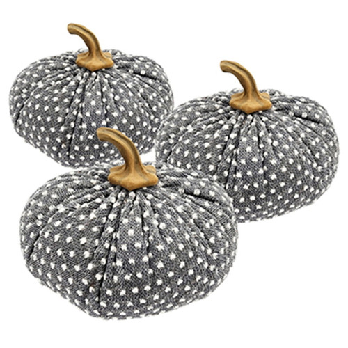 Pumpkin Ornament Decor For Holiday Harvest Festival Fall Festival & Thanksgiving (Set of 3) - White / Gray Pumpkin Ornament Decor For Holiday Harvest Festival Fall Festival & Thanksgiving (Set of 3) - White / Gray
