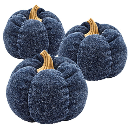 Pumpkin Ornament Decor For Holiday Harvest Festival Fall Festival & Thanksgiving (Set of 3) - Blue Pumpkin Ornament Decor For Holiday Harvest Festival Fall Festival & Thanksgiving (Set of 3) - Blue