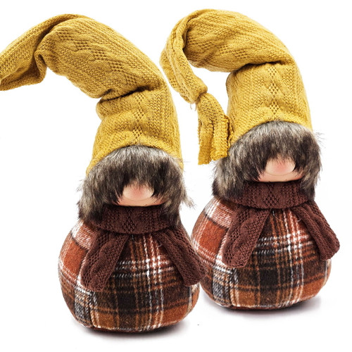 Gnomes Decorations, For Fall Thanksgiving Table Decorations (Set of 2) - Brown / Yellow Gnomes Decorations, For Fall Thanksgiving Table Decorations (Set of 2) - Brown / Yellow