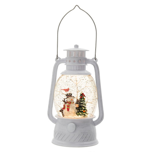 Christmas Plastic / Resin Lantern With Snowman & Tree LED / Water Spinning / 6 Hours Timer, 3*AA Batteries Required - White / Multi Christmas Plastic / Resin Lantern With Snowman & Tree LED / Water Spinning / 6 Hours Timer, 3*AA Batteries Required - White / Multi