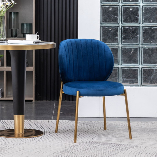 Amoa - Contemporary Velvet Upholstery Dining Chair - Blue Amoa - Contemporary Velvet Upholstery Dining Chair - Blue