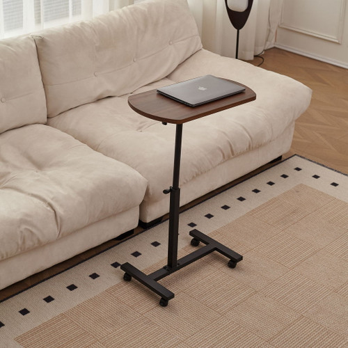 Height Adjustable Sofa Side C Shape Table, Laptop Holder End Stand Desk - Brown Height Adjustable Sofa Side C Shape Table, Laptop Holder End Stand Desk - Brown