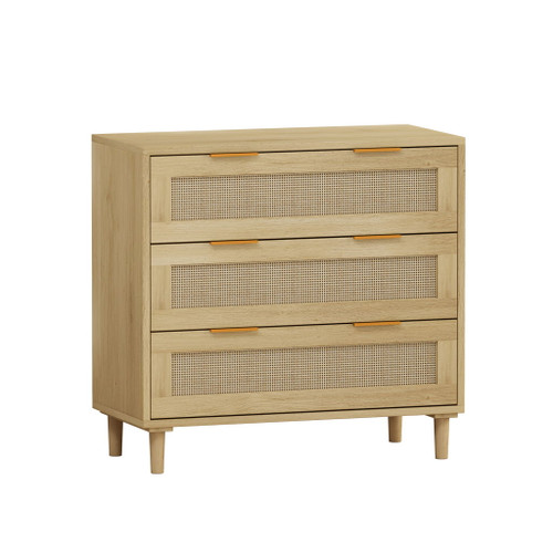 3 Drawers Rattan Storage Cabinet Rattan Drawer, For Bedroom, Living Room, Dining Room, Hallways (Set of 2) - Oak 3 Drawers Rattan Storage Cabinet Rattan Drawer, For Bedroom, Living Room, Dining Room, Hallways (Set of 2) - Oak