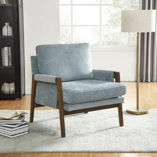 Kelly - Mid-Century Modern Velvet Accent Armchair - Blue Kelly - Mid-Century Modern Velvet Accent Armchair - Blue