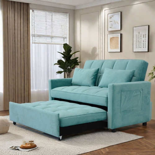 3 In 1 Convertible Sleeper Sofa Bed, Modern Fabric Loveseat Futon Sofa Couch With Pullout Bed, Small Love Seat Lounge Sofa With Reclining Backrest, Furniture For Living Room 3 In 1 Convertible Sleeper Sofa Bed, Modern Fabric Loveseat Futon Sofa Couch With Pullout Bed, Small Love Seat Lounge Sofa With Reclining Backrest, Furniture For Living Room