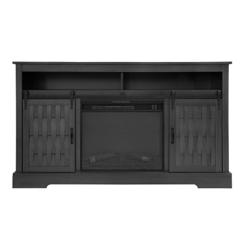 Fireplace TV Stand For Tvs Up To 65", Entertainment Center With 23" Electric Fireplace, Farmhouse TV Stand Industrial Media Console With Sliding Barn Door For Living Room - Dark Gray Fireplace TV Stand For Tvs Up To 65", Entertainment Center With 23" Electric Fireplace, Farmhouse TV Stand Industrial Media Console With Sliding Barn Door For Living Room - Dark Gray