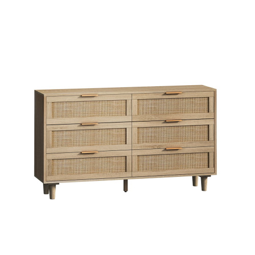 Rattan Storage Cabinet With 6 Drawers For Bedroom And Living Room - Natural Rattan Storage Cabinet With 6 Drawers For Bedroom And Living Room - Natural