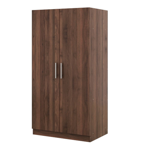 2 Door Wooden Wardrobe Armoire With 3 Storage Shelves - Brown 2 Door Wooden Wardrobe Armoire With 3 Storage Shelves - Brown