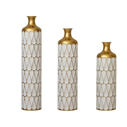Floor Metal Vase Modern Style Decoration Home Droplet Shaped Metal Vase 3 Piece Set Gorgeous Home Decoration Large Glazed Metal Vase - Gold / White Floor Metal Vase Modern Style Decoration Home Droplet Shaped Metal Vase 3 Piece Set Gorgeous Home Decoration Large Glazed Metal Vase - Gold / White