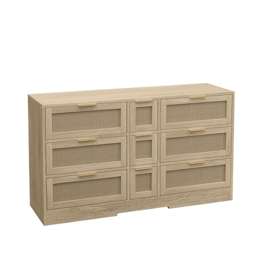 Elegant Rattan Locker With 9 Drawers, Metal Handles Elegant Rattan Locker With 9 Drawers, Metal Handles