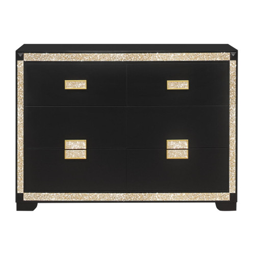Lively - Dresser With Glitter Detail And Thick Bar Handle Hardware - Black Lively - Dresser With Glitter Detail And Thick Bar Handle Hardware - Black