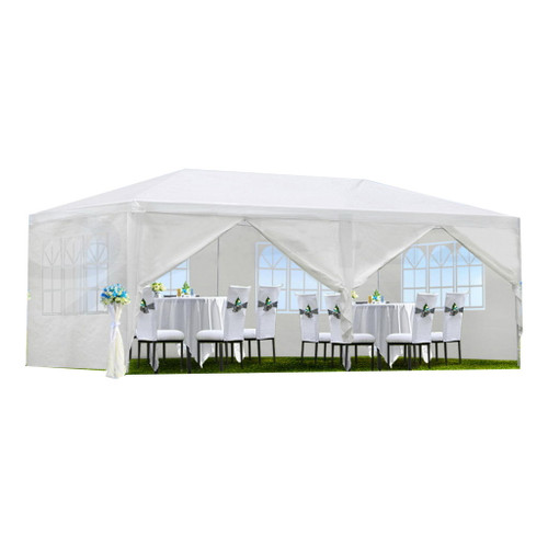 Wedding Party Canopy Tent Outdoor Gazebo With 6 Removable Sidewalls - White Wedding Party Canopy Tent Outdoor Gazebo With 6 Removable Sidewalls - White